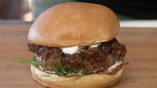 Lamb Burger With Onion, Fig Jam & Goat Cheese!
