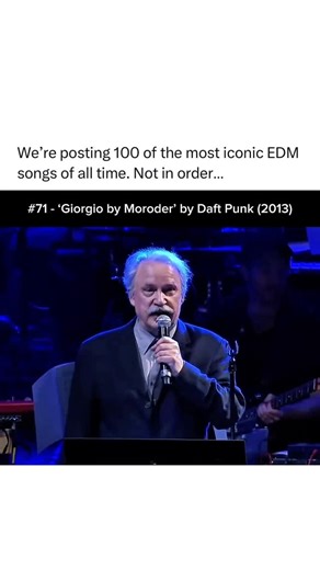 EDM Music on Instagram: "“Giorgio by Moroder” is iconic because it tells the story of electronic music while reinventing it in real time. The track opens with Giorgio Moroder narrating his own legacy, then slowly builds from analog synths into a fully modern groove with live drums by Omar Hakim, showing how the past and future of dance music can exist in the same moment. Released on Random Access Memories, it proved that Daft Punk could push EDM forward without chasing trends, turning a history 