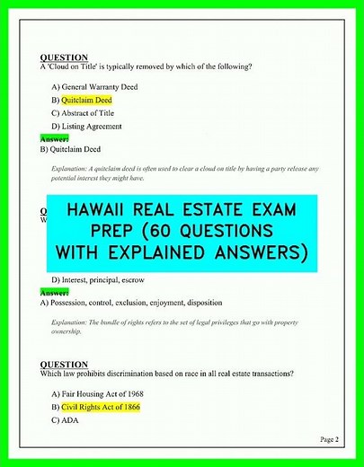 Hawaii Real Estate Exam Prep: 60 Q&A Explained Answers | Pass Fast 2026