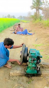 25/hp diesel engine starting with stunt 😱 #fun #agriculture #viral #shorts | Tayyab Mughal Official