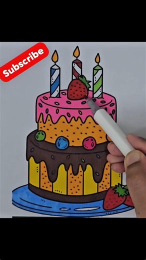 So Colorful Cake Coloring 🌈 #cake #art #drawing