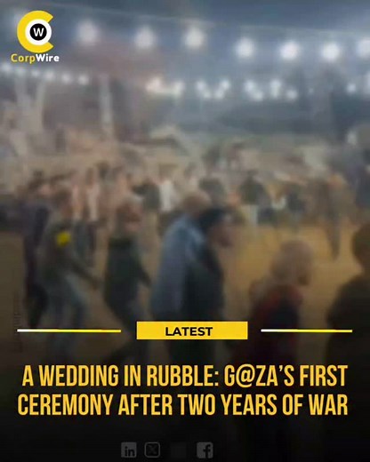 Amid the ongoing conflict and devastation, a Palestinian couple held the first public wedding in G@za in two years a powerful act of resilience and cultural pride. Celebrated with traditional Palestinian dabke dance and music, the ceremony became a symbol of hope and endurance, reminding the world that life and love persist even in the darkest of times. #corpwire | CorpWire