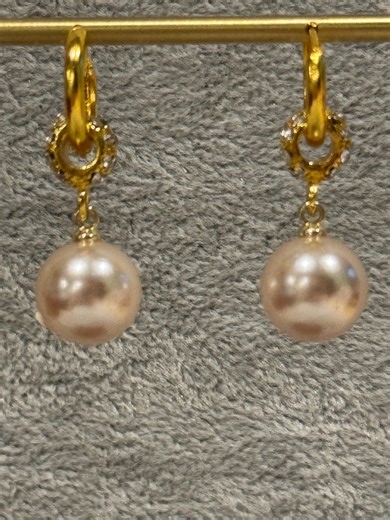 Large Faux Pearl Sparkling Hoop Dangling Earrings - Etsy