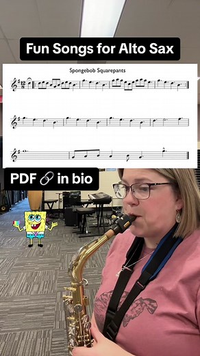 Highly requested Spongebob for saxophone! #band #banddirectorsoftiktok #middleschoolband #banddirector #sax #saxophone #saxophone🎷 #altosax #altosaxophone #spongebobsquarepants #spongebobtheme #spongebobsong #takemeouttotheballgame