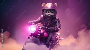 racing cats on motorbikes, old hollywood style