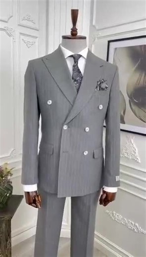 Grey Double-breasted Suit: Slim Fit Italian Style - Etsy