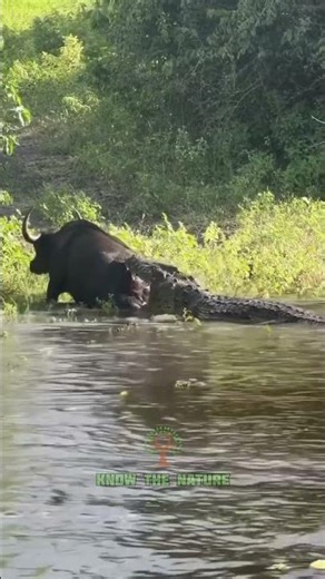 Massive Crocodile ATTACKS Buffalo #shorts #trendingshorts #crocodile