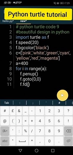Python turtle code |python tutorial using pydroid app