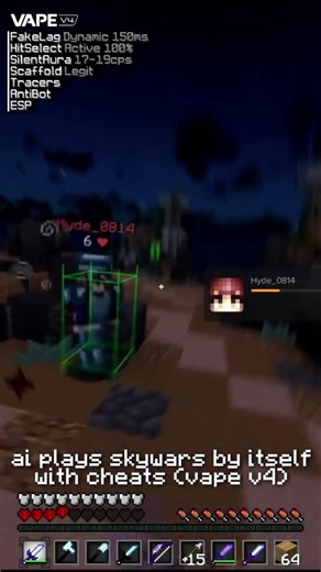 baritone ai plays skywars by itself (with cheats) #minecraft #hypixel #bedwars