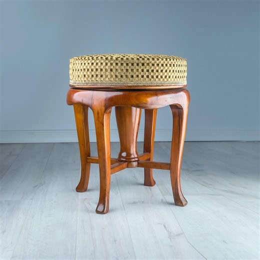 Antique Round Rotating Stool/ Mid Century Accent Stool/ Swivel Vanity Stool Wood/ Adjustable Piano Stools/ Antique Style Vanity Stools - Etsy