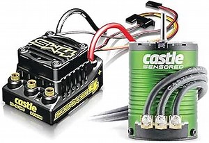 Castle Creations Sidewinder 4 Sensorless ESC & 1406 7700KV Brushless Motor Upgrade for 1/10 RC Vehicles On Road Edition, Black, Green