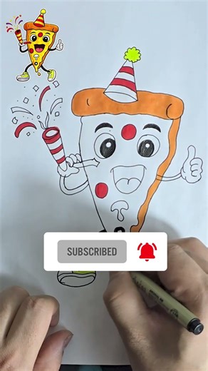 Can you draw this cute pizza party drawing !