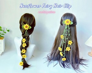 Sunflower Fairy Hair Clip Crochet Pattern PDF | Floral Hair Accessory Tutorial | Instant Digital Download - Etsy