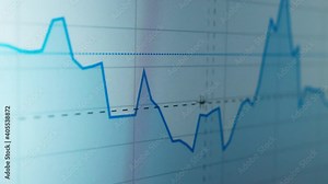 digital screen with stock chart graph. Growing and falling chart showing dynamic rates. Global statistics. Business data visualization. different trends of currency rate, income. Technological clip