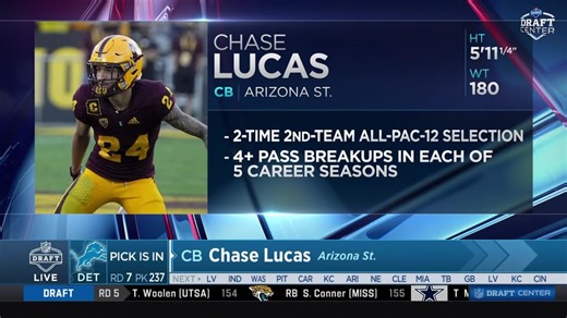 Lions select Chase Lucas with No. 237 pick in 2022 draft