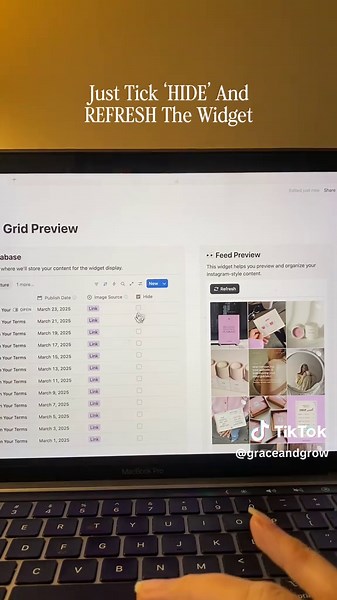 Yes, I hear you 🫶 Some of you asked if there’s a way to hide posts.. like drafts, unready content, or contents you don’t want to show on the grid. Now you can. Just add a checkbox column called Hide, and tick it for any post you don’t want to show. It stays in your Notion database, just not on the grid ✨ Would you use this? Let me know what you think 🤗 If you’re new here, this is part of the IG Grid Widget I made for Notion. 💌 If you haven’t tried it yet, the link’s in my bio or comment GRID