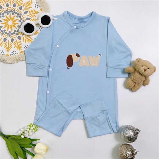 PAW Embroidered Baby Bodysuit, Cute Dog Paw Romper, Blue Cotton Newborn Outfit, Animal Lover Baby Gift - Etsy