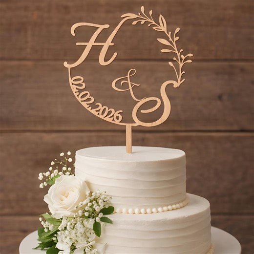 Custom Wedding Cake Topper SVG, Initial Cake Topper, Laser Ready File, Personalized Wedding Decor, Digital Download, Wedding Cake Decor - Etsy
