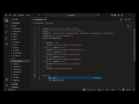 Display and process menu using if else ladder in C language