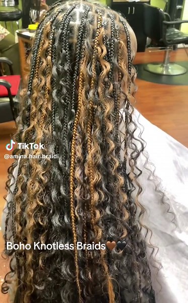 Boho Knotless Braids🤎🖤#fyp #knotlessbraids #braids #atlhairstylist | Boho Knotless Braids