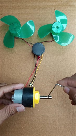 Two DC Motor Fan and Voltmeter Powered by Gear Motor • #shorts #dcmotor