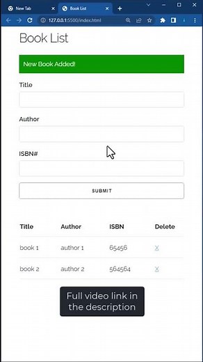 Build a Book List App in HTML, CSS & JavaScript with LocalStorage