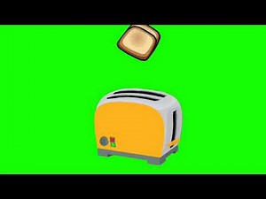 Toaster + toasts animation green screen