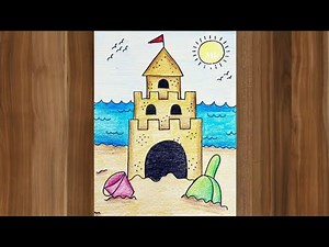 How to Draw a Sand Castle | Easy Beach Drawing