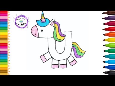 How To Draw Letter U From Unicorn Cute Easy Drawing And Coloring #U #unicorn #rainingcolors