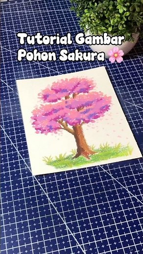 How to Draw a Cherry Blossom Tree with Oil Pastel & Acrylic Marker for Beginners 🌸 #drawing #sakura