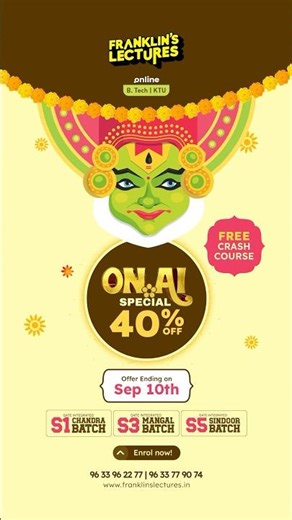 Onam Offers End Soon! | Franklin’s Lectures Onam Offers | B-Tech KTU Classes Online | Register Now✌️