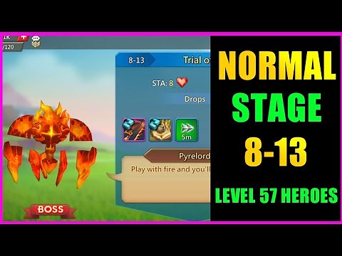 Lords mobile normal stage 8-13 best f2p team with level 57 heroes