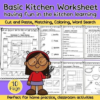 Basic Kitchen Worksheet for Kids | Fun Educational Kitchen Activity Sheet