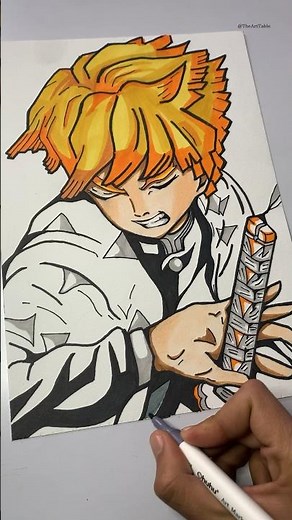 Zenitsu Demon Slayer Drawing - Ohuhu Markers