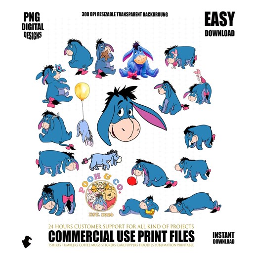 Eeyore PNG Bundle: Winnie the Pooh Clipart (digital Download) - Etsy