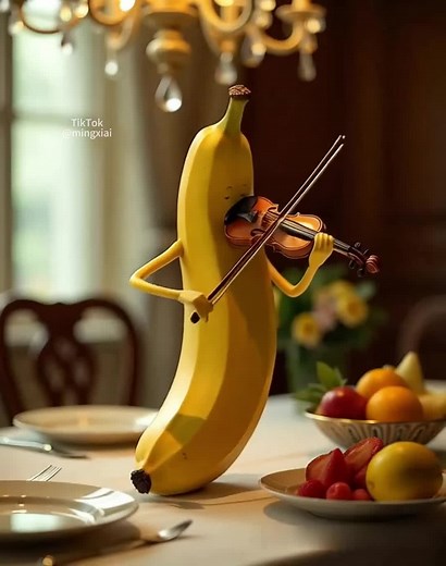 Funny Violin Performance with Fruits and Vegetables