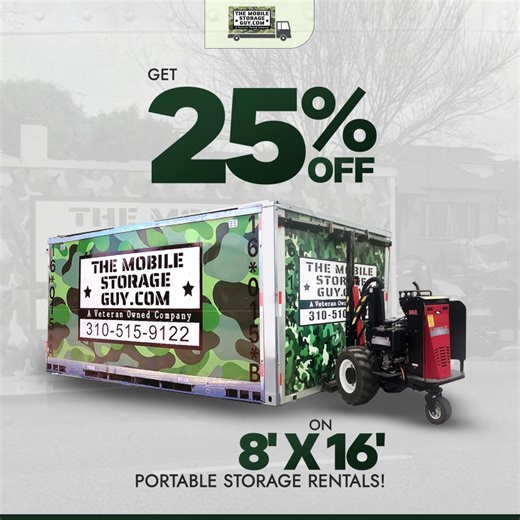 🎉 The Holiday Season Offer is Here! Make room for the holidays and enjoy a clutter-free season with 25% off our 8x16 portable storage units! Perfect for all your storage needs during this #HolidaySeason Whether you’re decluttering for guests, holiday shopping, or seasonal projects, our storage units make life easier, safer, and stress-free. 📅 Valid till Dec 31 (New Year’s Eve), don’t miss out! 📞Call Now: 310-515-9122 #TheMobileStorageGuy #SeasonalStorage #HolidayPrep #ChristmasStorage #NewYea