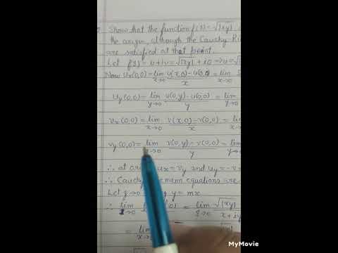 Show fun.f(z)=√|xy| not analytic at origin, Cauchy-Riemann eq.satisfied that point.B.Sc.III.A54.HRB.