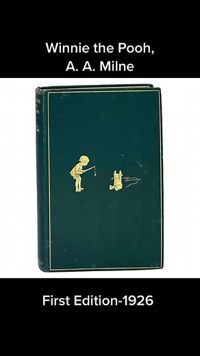 Winnie the Pooh, A.A. Milne First edition, first printing of Milne's classic children's book and the first collection of Pooh stories. Illustrated throughout by Ernest Shepard. London: Methuen and Co., 1926. Publisher's original green cloth with gilt illustration to front cover, gilt titles to spine, top edge gilt, illustrated endpapers; pp. xii, [4], 158, [2]. A very good copy. Binding remains sturdy with a slight lean, rubbing and shelfwear to extremities with some minor white stains to covers