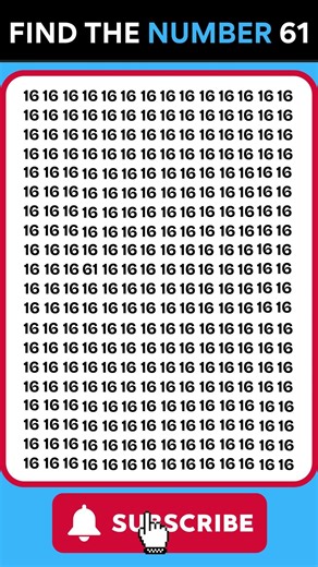 Find the Number 61 Amongst 280😮 16s! 🧠 (99% WILL FAIL THIS CHALLENGE) | Part 4 #Shorts