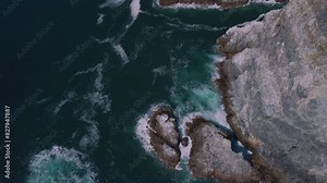 Punta Lobos beach in Baja California Sur, Mexico. Beautiful drone footage of the ocean cliffs.