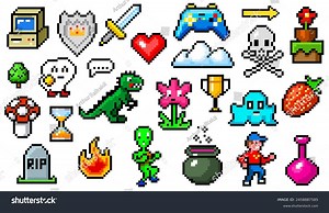 Pixel Art 8 Bit Objects Retro Stock Vector (Royalty Free) 2458887585 | Shutterstock