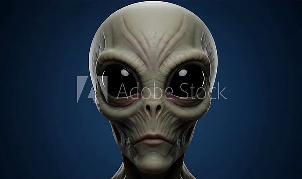 Close-up Study of a Grey Alien: A Detailed Look at an Extraterrestrial Face, Unveiling Mysterious