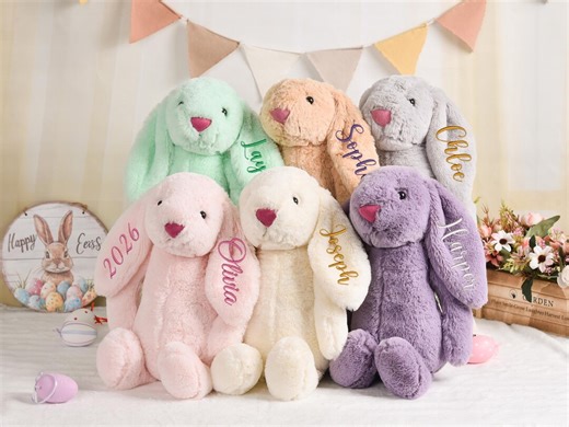 Custom Plush Rabbit Toy for Girl Boy, Bunny Stuffed Animal for Babies With Embroidered Child's Name, Easter Baby Gift for Newborn Kids - Etsy