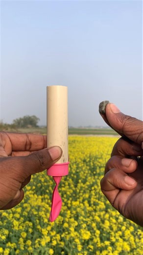 Pink Balloon and PVC Pipe Slingshot: Small Stone Shot 🏹🪨💖 #Shorts #Gulti #Golu