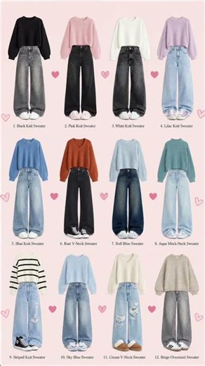 12 Cute Knit Sweater Outfit Ideas | Cozy Denim & Winter Casual Style Inspiration ✨ #shorts #ytshorts