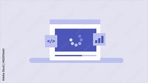 Software update online, Website update, Website system under maintenance, Website loading speed test. Animation video clip.