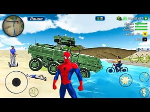 Rope Frog Ninja Superhero and Army Tank in Open World Game - Android Gameplay