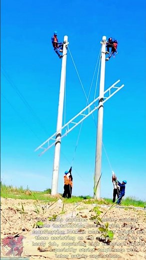 Electric Pole Installation Worker || Work Skills