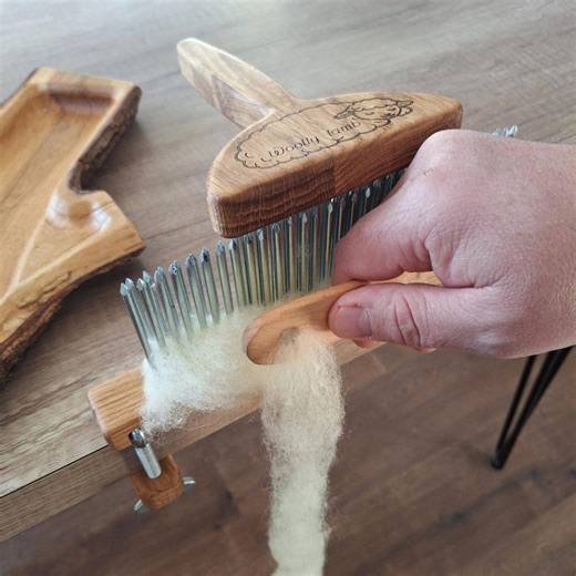 Handcrafted Wool Comb With Angled Tines and Oak Holder – Fiber Spinning Tool, Diz Gift - Etsy